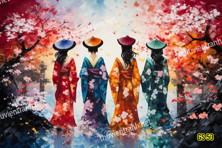 Tranh dán tường hoa cô gái Geisha Nhật Bản-GS-53 - Kết quả tìm kiếm tranh tường